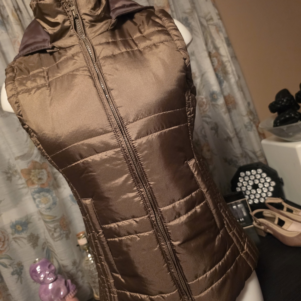 New York & Company Chocolate Brown Quilted Puffer Vest